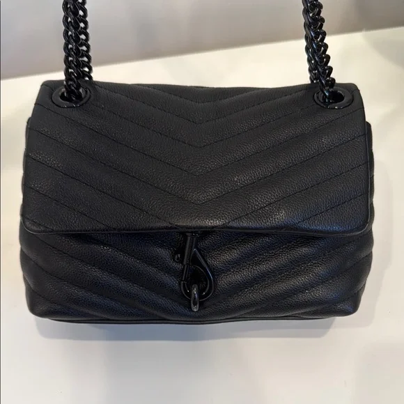 Rebecca Minkoff Edie Crossbody Elegant Black Quilted Purse - Picture 2 of 7